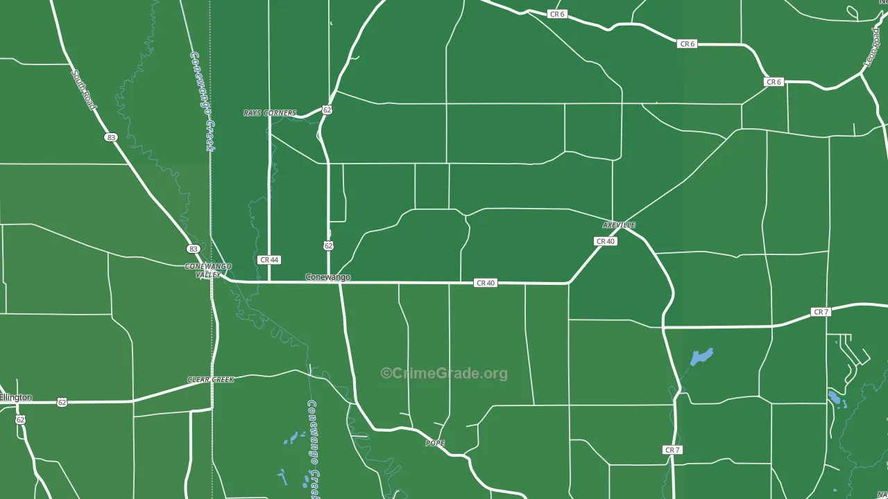 Conewango Valley, NY Map of Vehicle Theft Rates