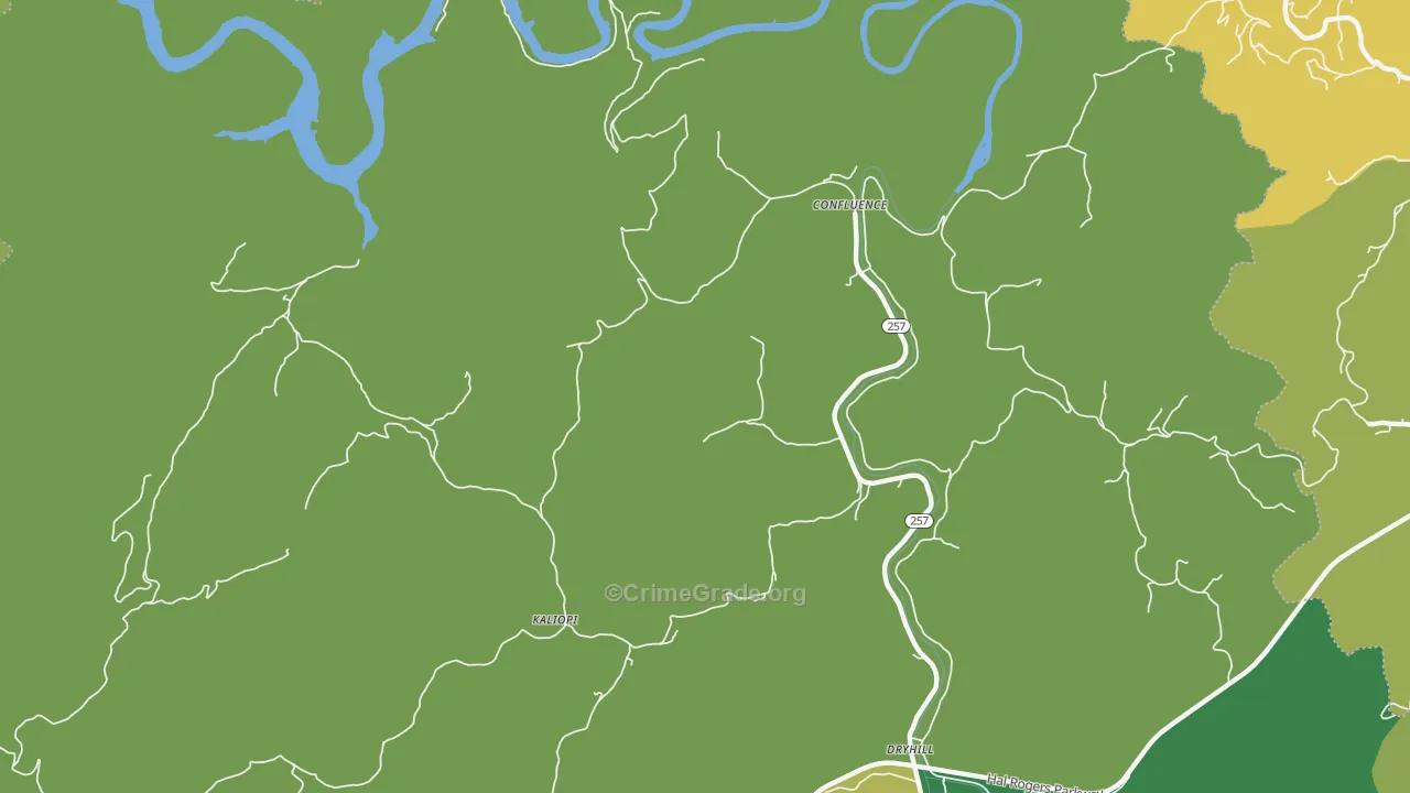 Confluence, KY Map of Vehicle Theft Rates