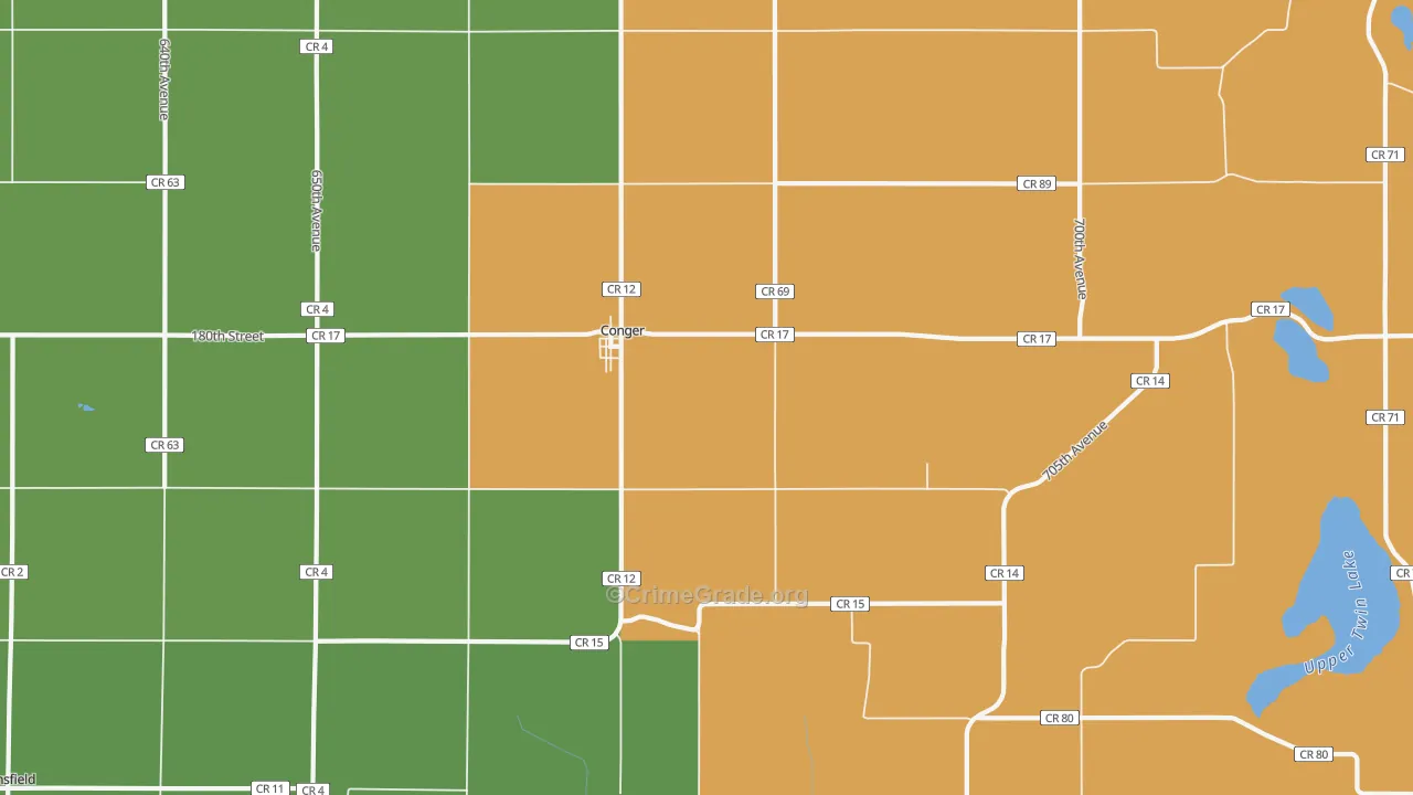 Conger, MN Map of Vehicle Theft Rates