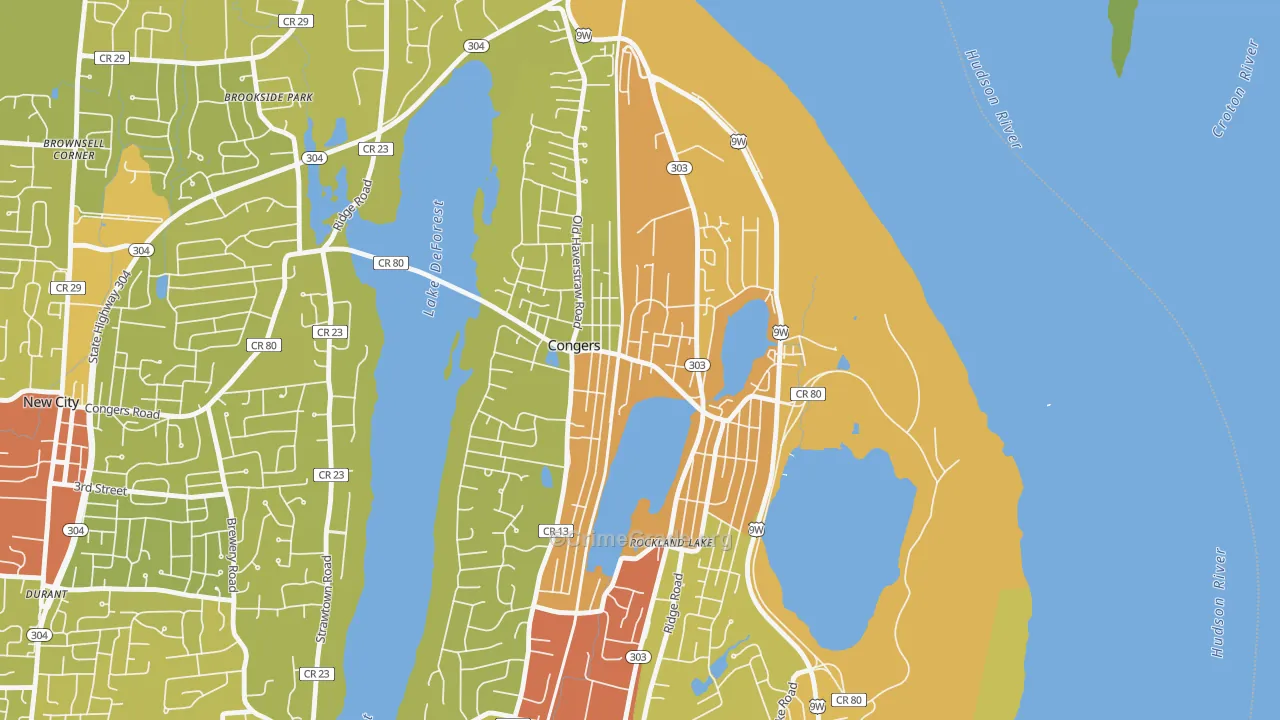 Congers, NY Map of Vehicle Theft Rates