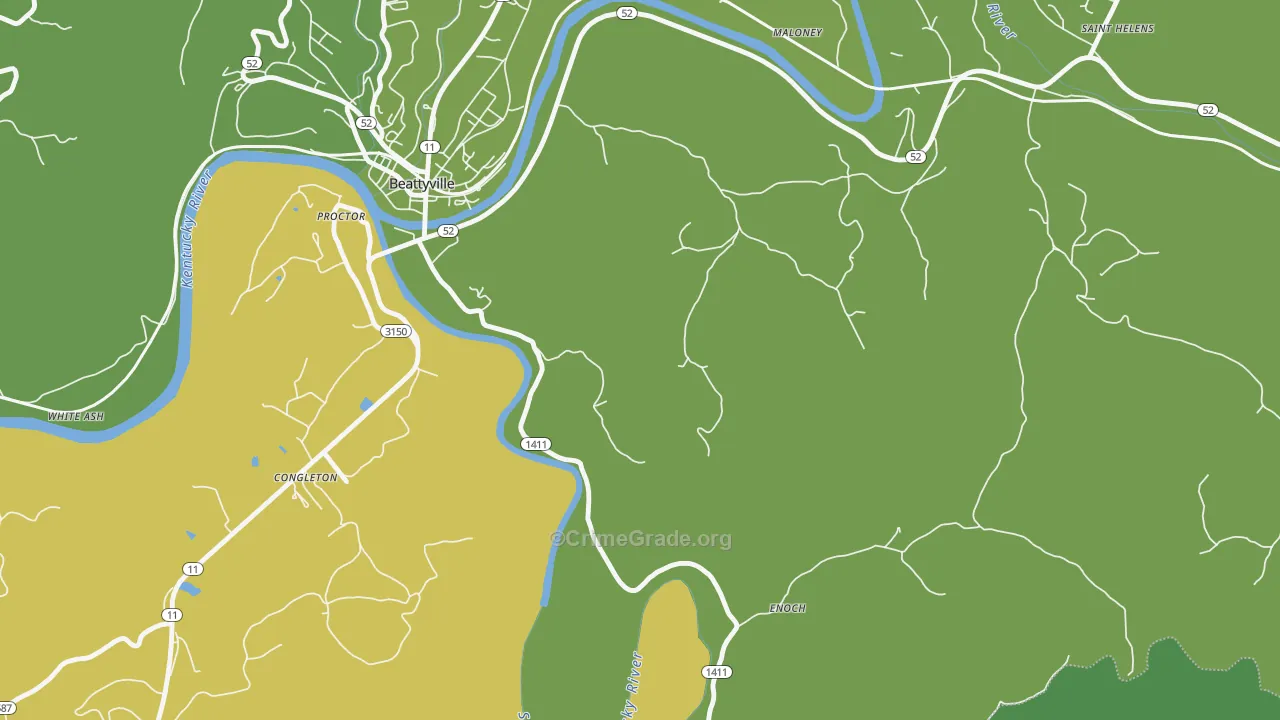 Congleton, KY Map of Vehicle Theft Rates