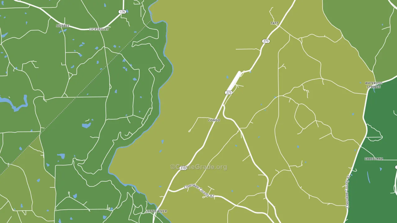 Congo, AL Map of Vehicle Theft Rates