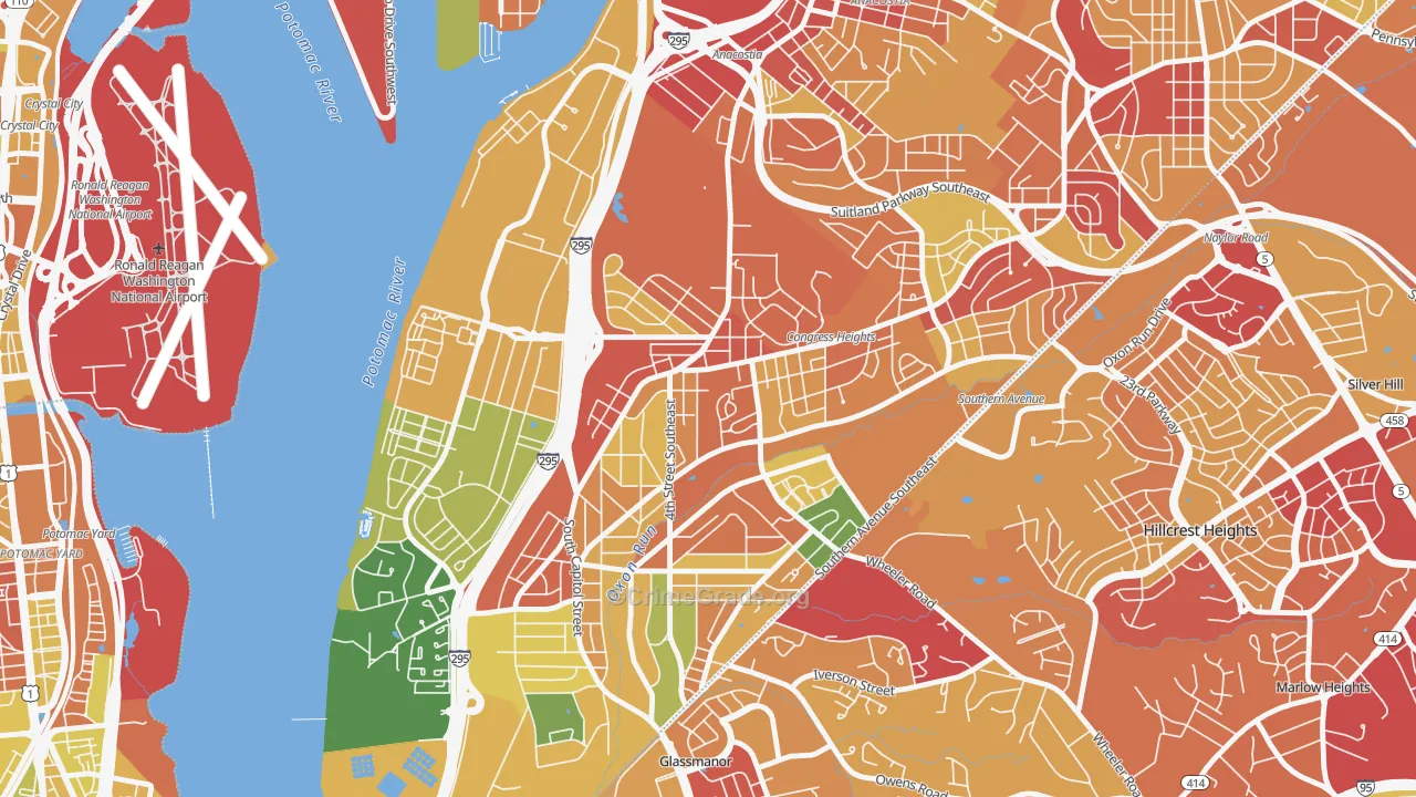 Congress Heights, Washington, DC Map of Vehicle Theft Rates