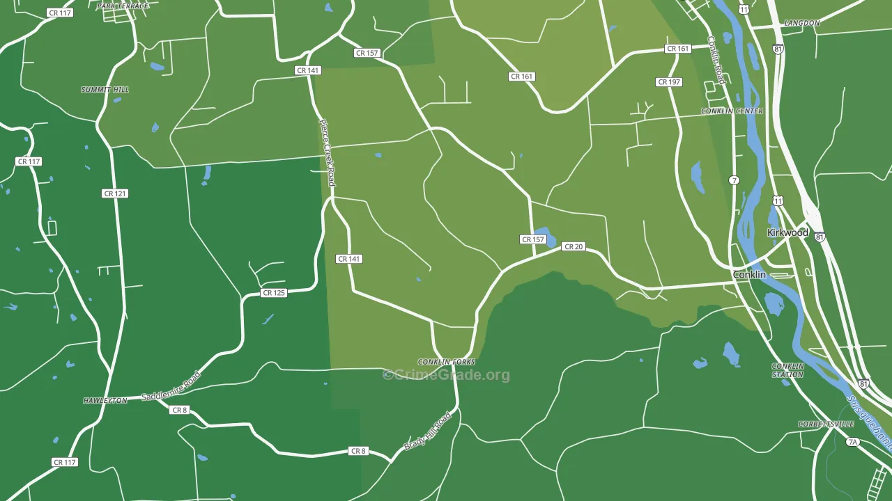 Conklin Forks, NY Map of Vehicle Theft Rates