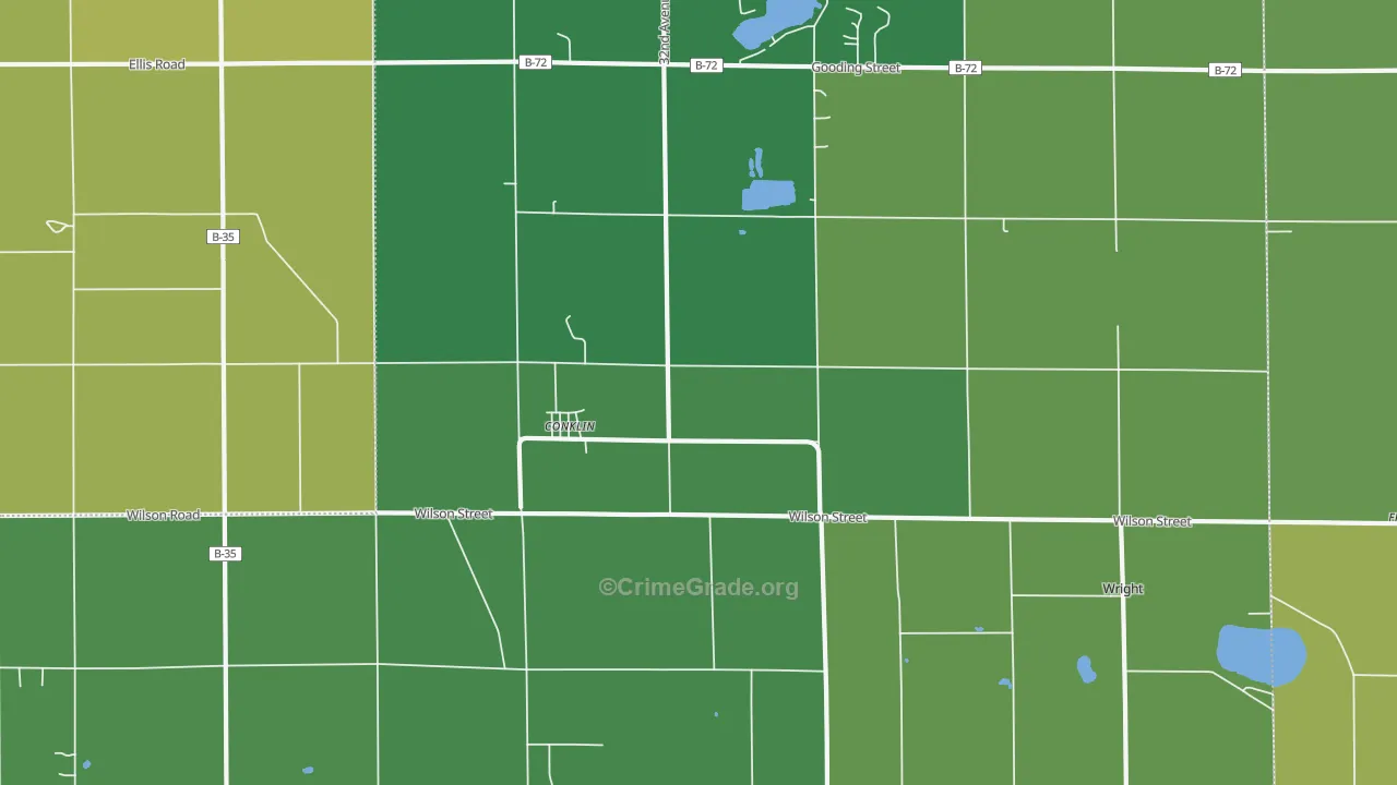 Conklin, MI Map of Vehicle Theft Rates