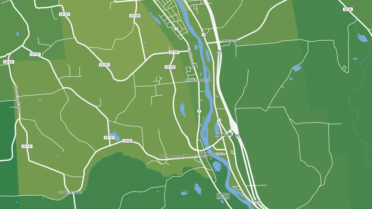 Conklin, NY Map of Vehicle Theft Rates