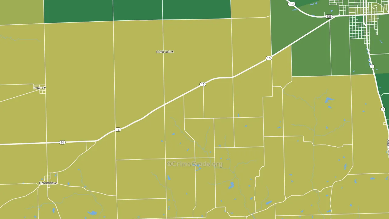 Conlogue, IL Map of Vehicle Theft Rates