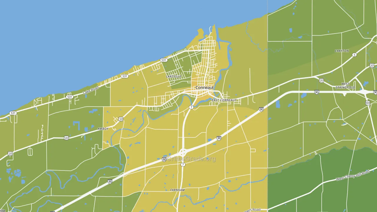 Conneaut, OH Map of Vehicle Theft Rates