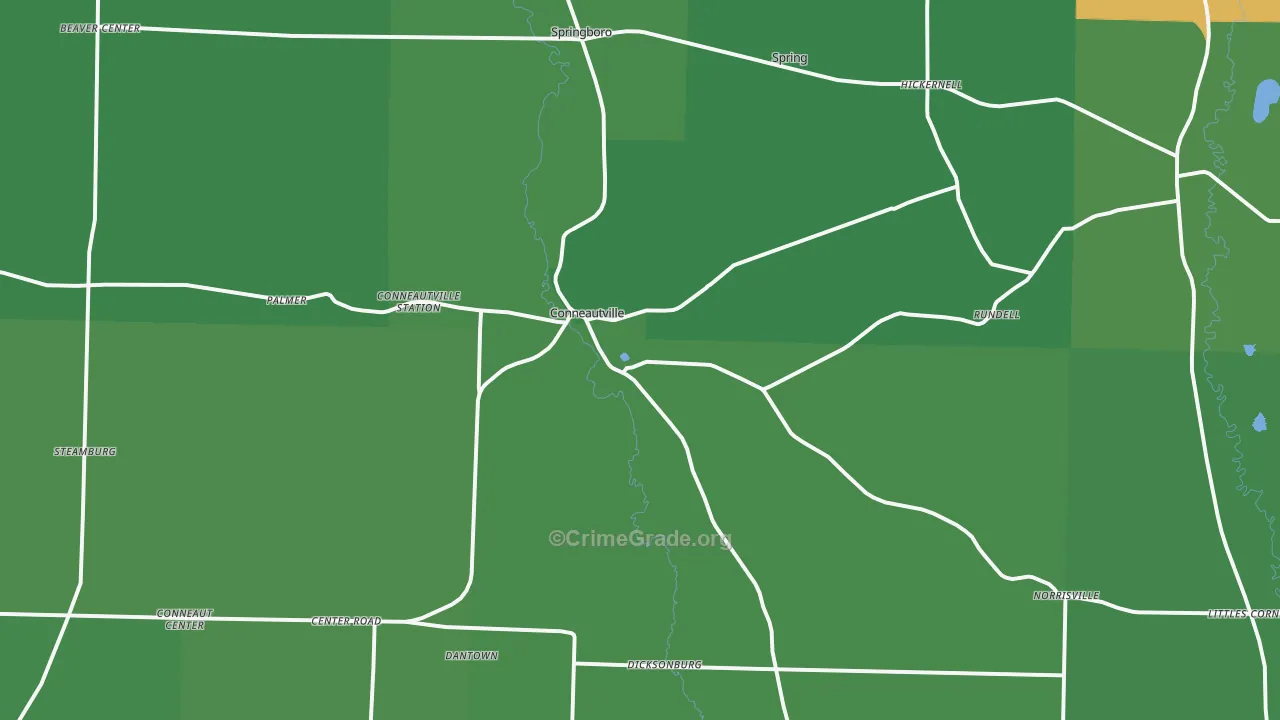 Conneautville, PA Map of Vehicle Theft Rates