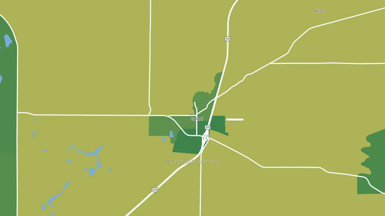 Connell, WA Map of Vehicle Theft Rates