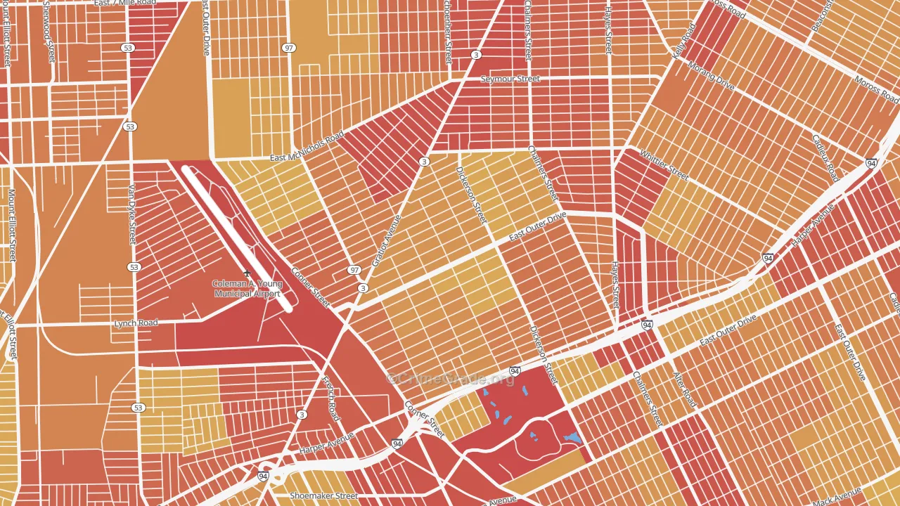 Conner, Detroit, MI Map of Vehicle Theft Rates