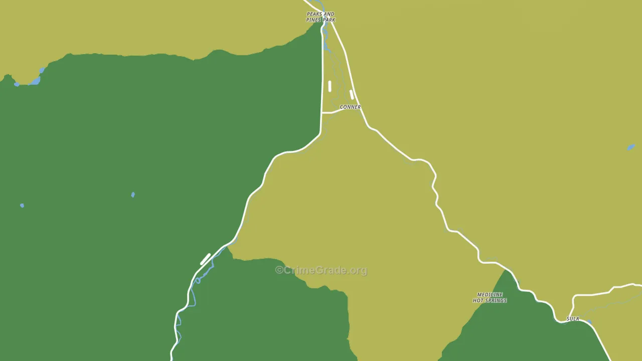 Conner, MT Map of Vehicle Theft Rates