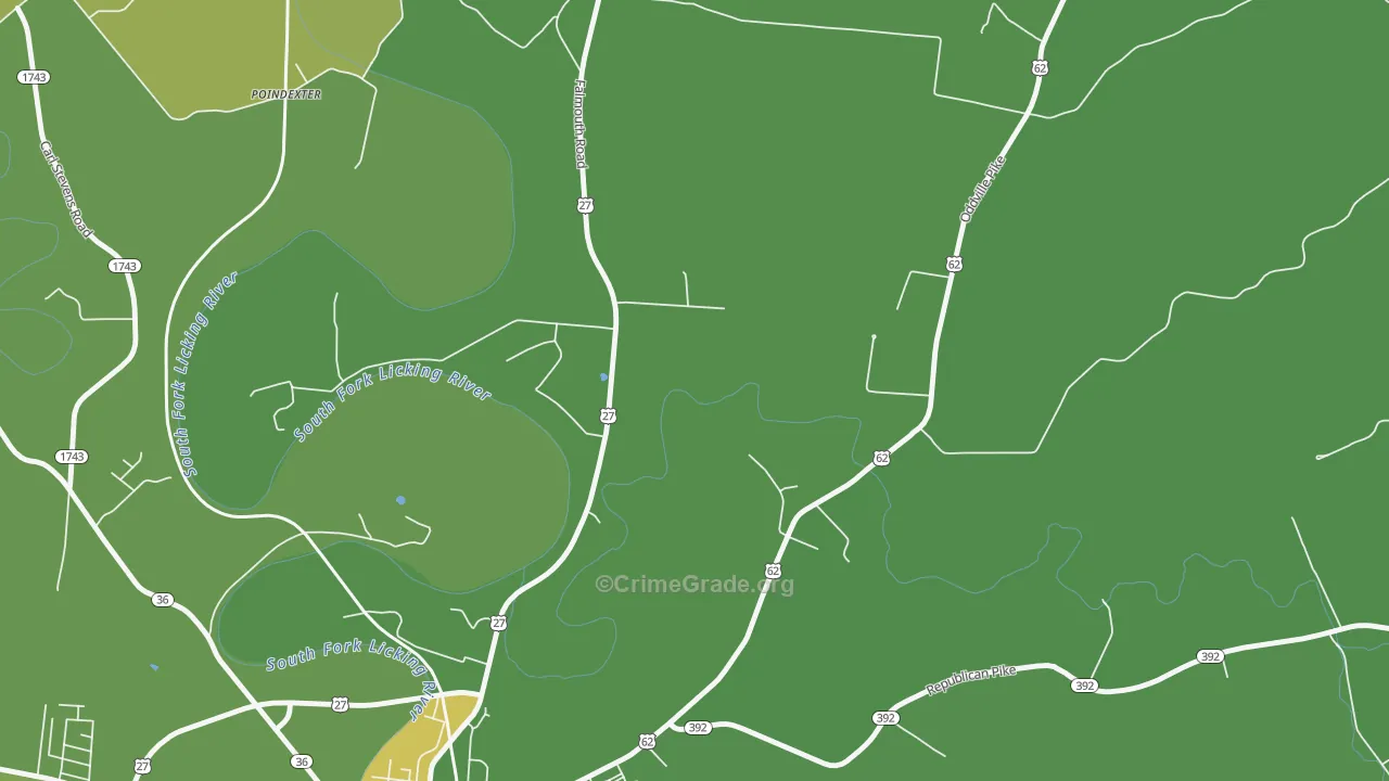 Connersville, KY Map of Vehicle Theft Rates