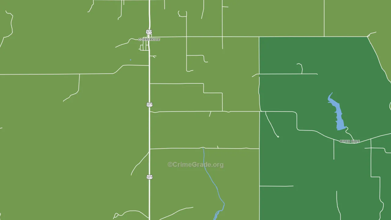 Connerville, OK Map of Vehicle Theft Rates