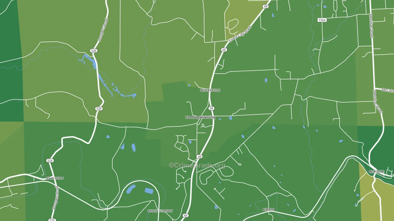 Connoquenessing, PA Map of Vehicle Theft Rates