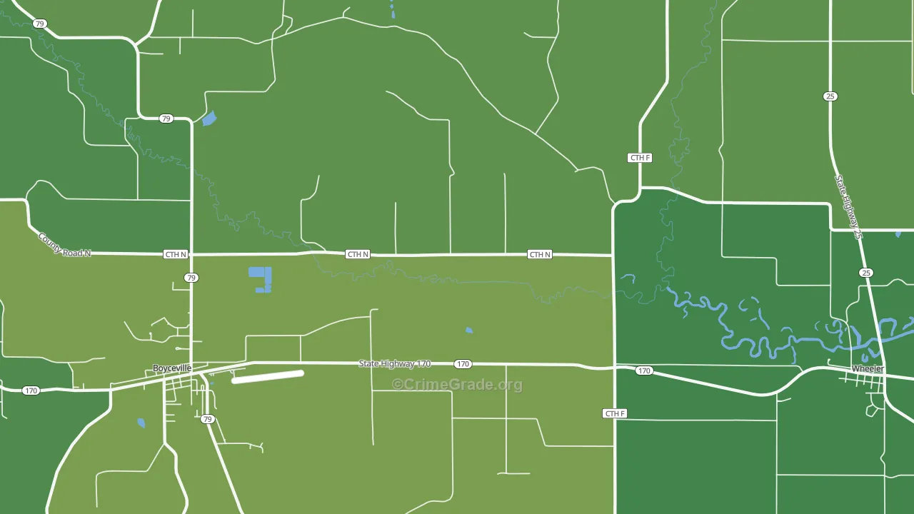 Connorsville, WI Map of Vehicle Theft Rates