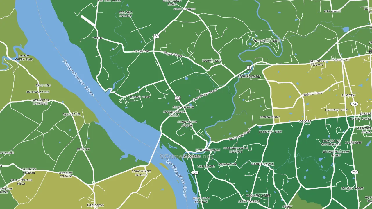 Conowingo, MD Map of Vehicle Theft Rates