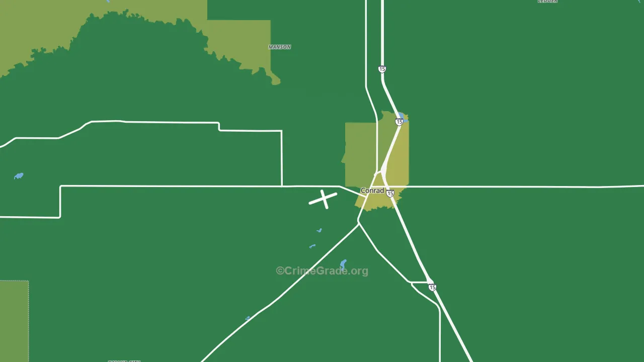 Conrad, MT Map of Vehicle Theft Rates