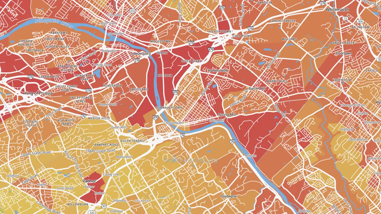 Conshohocken, PA Map of Vehicle Theft Rates