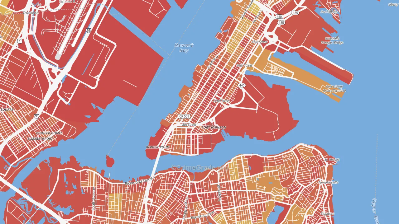 Constable Hook, Bayonne, NJ Map of Vehicle Theft Rates