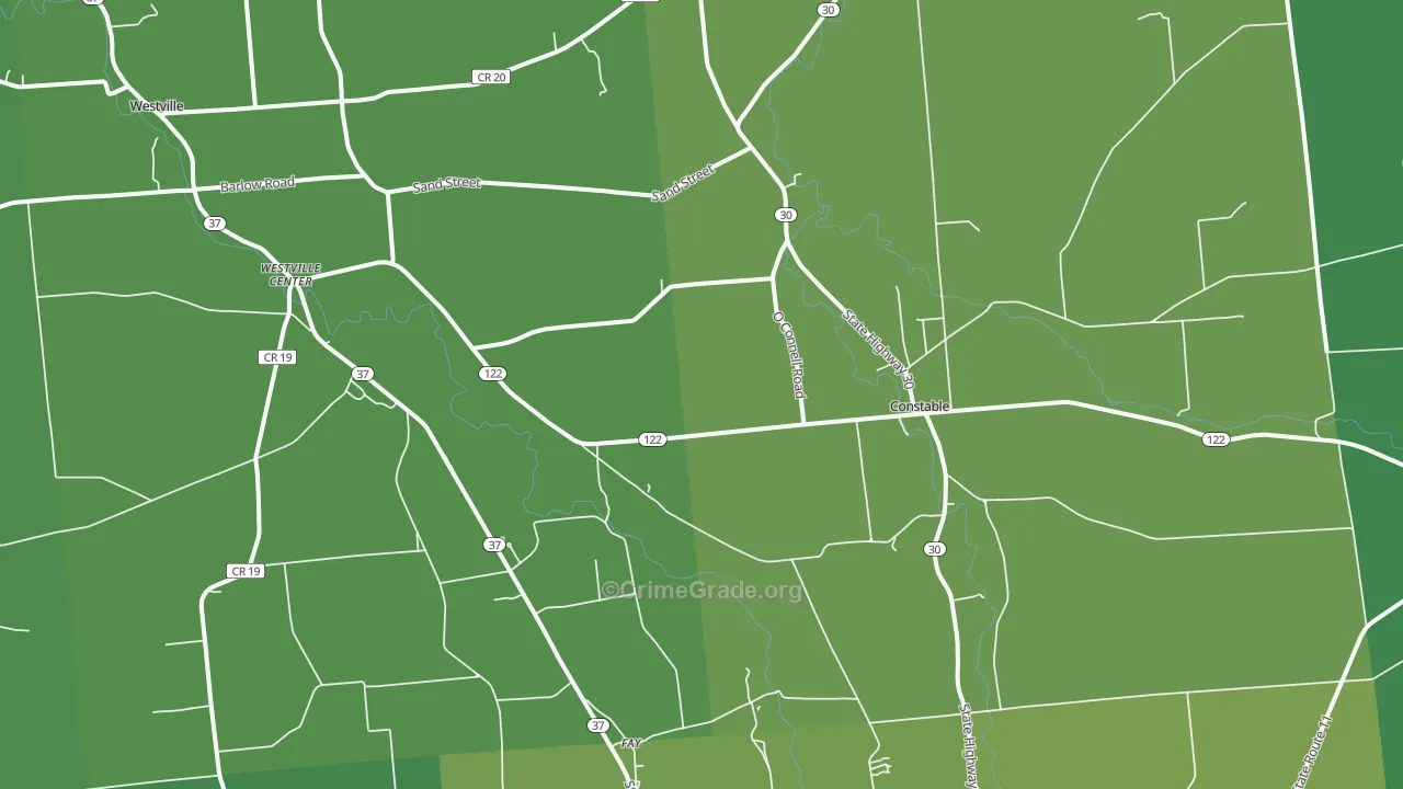 Constable, NY Map of Vehicle Theft Rates
