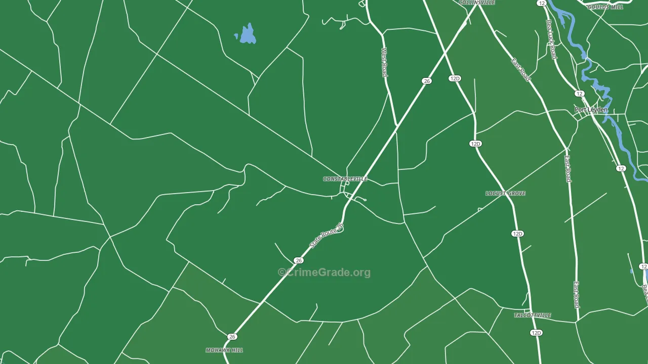 Constableville, NY Map of Vehicle Theft Rates