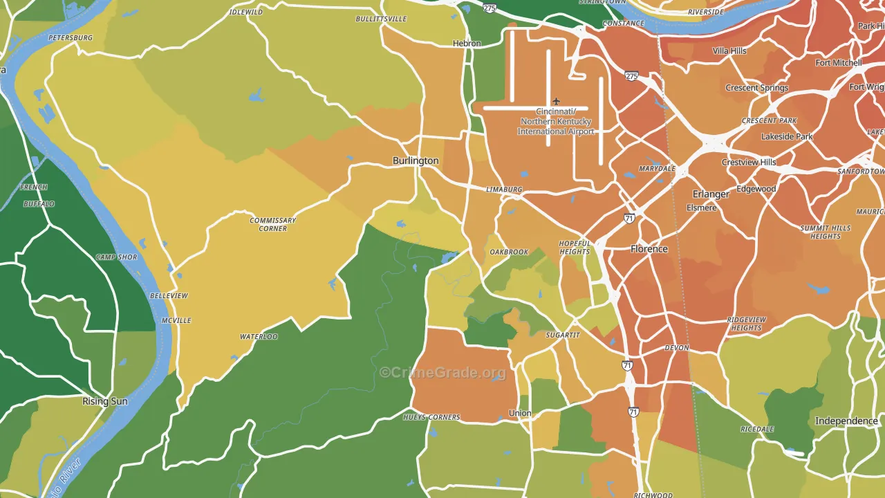 Constance, KY Map of Vehicle Theft Rates