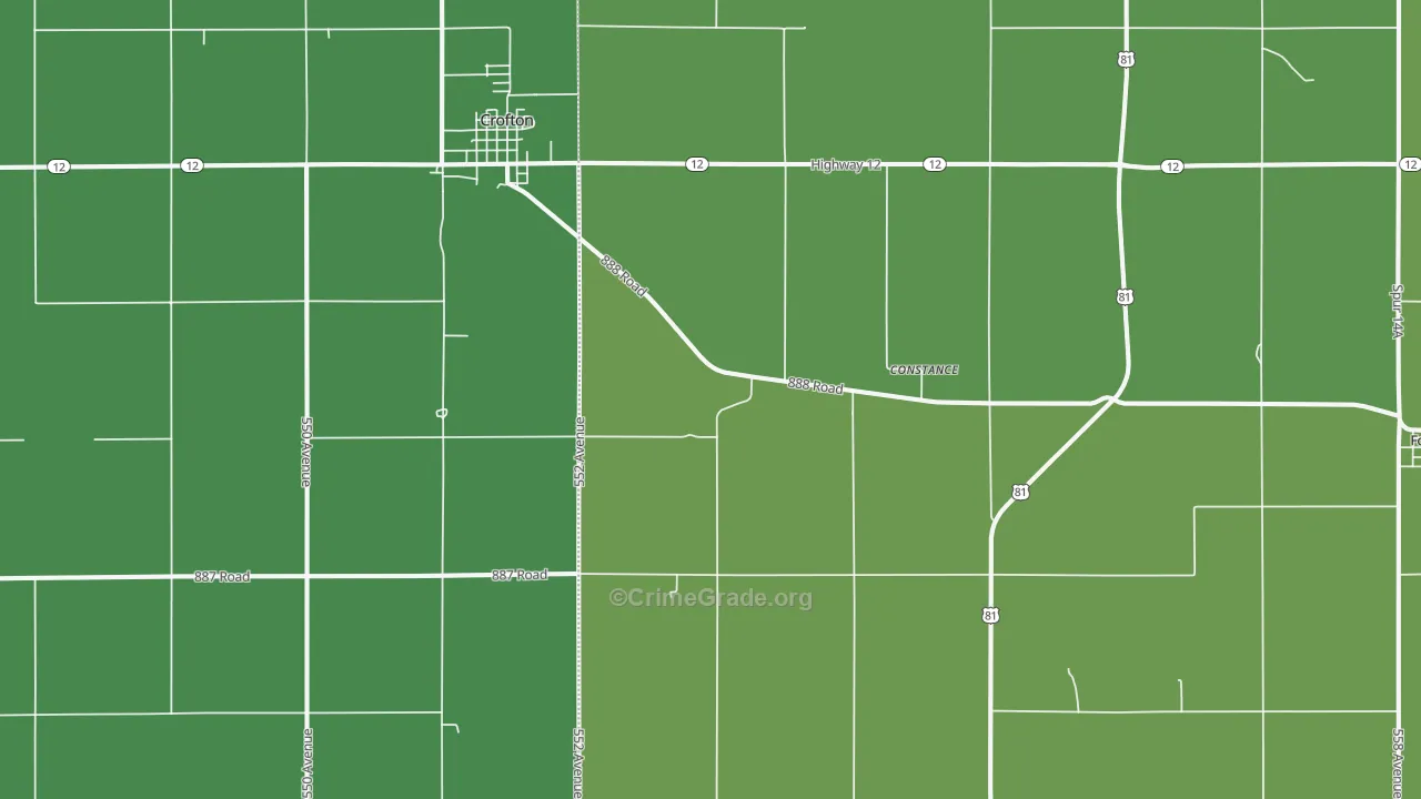 Constance, NE Map of Vehicle Theft Rates