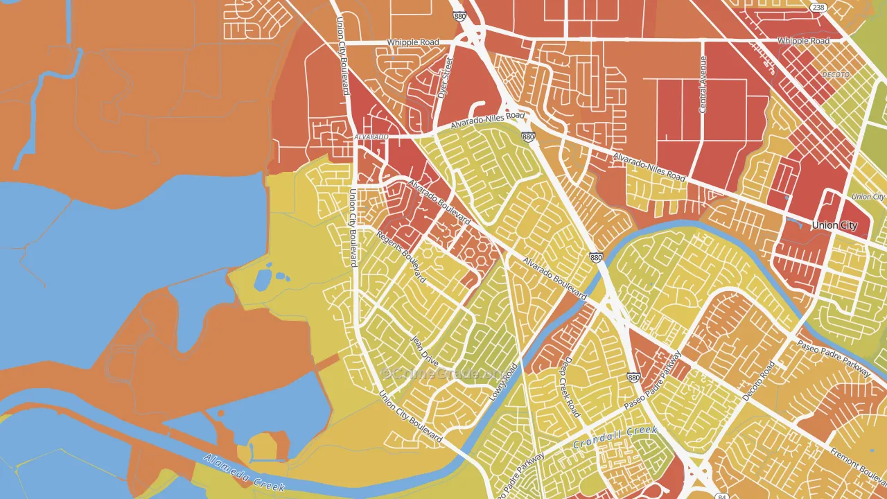 Contempo, Union City, CA Map of Vehicle Theft Rates