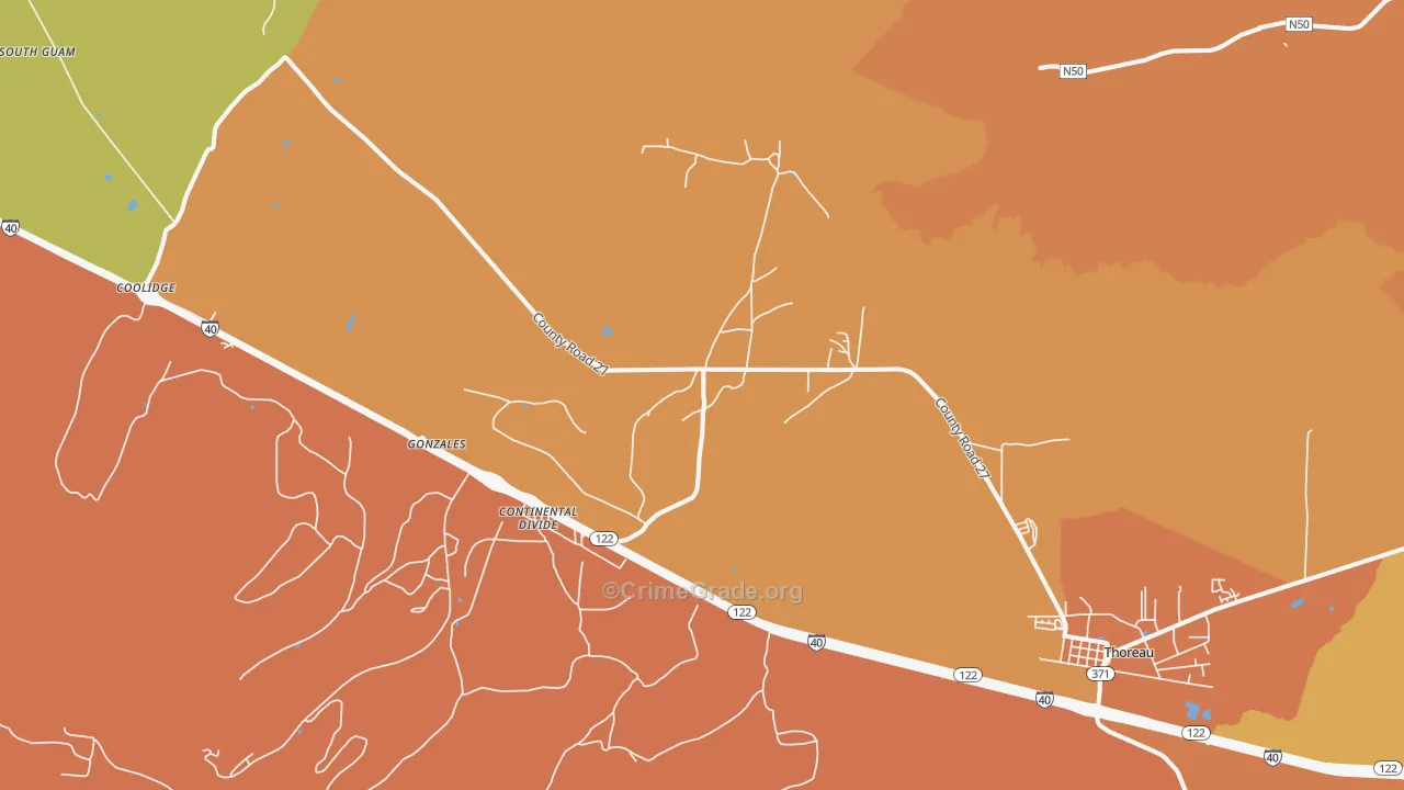 Continental Divide, NM Map of Vehicle Theft Rates