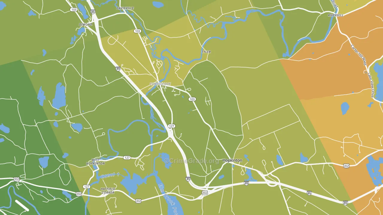 Contoocook, NH Map of Vehicle Theft Rates