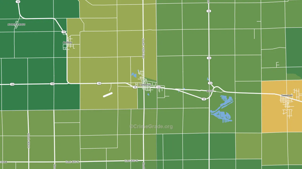 Converse, IN Map of Vehicle Theft Rates