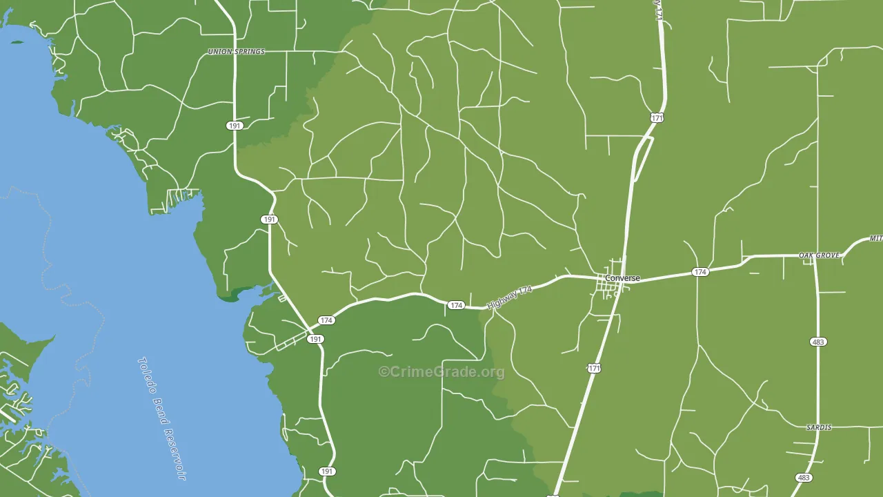 Converse, LA Map of Vehicle Theft Rates