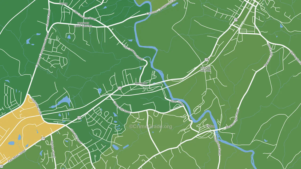 Converse, SC Map of Vehicle Theft Rates