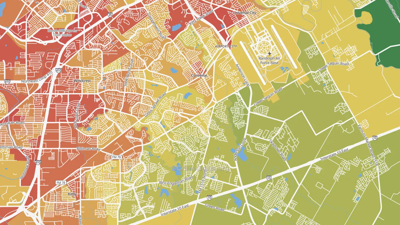 Converse, TX Map of Vehicle Theft Rates
