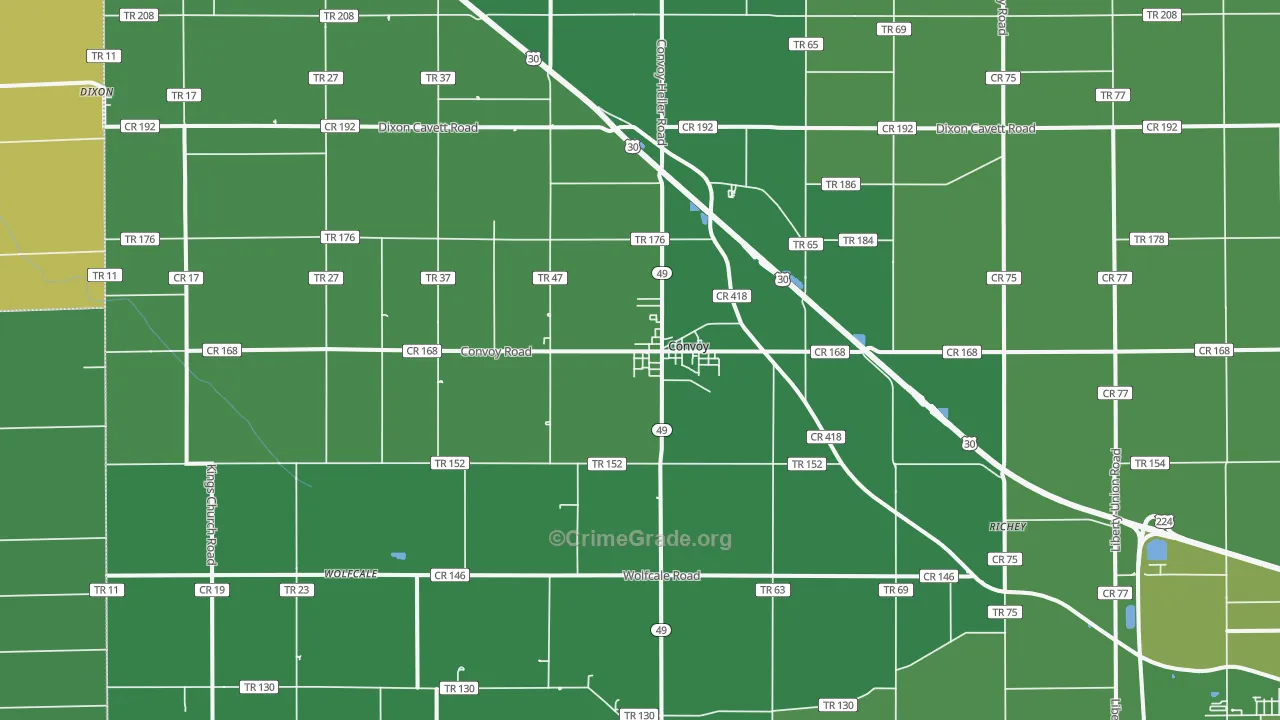 Convoy, OH Map of Vehicle Theft Rates