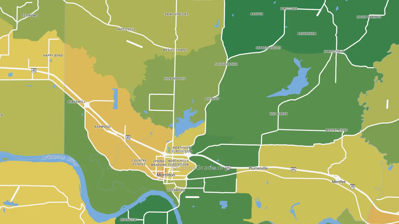 Conway County, AR Map of Vehicle Theft Rates