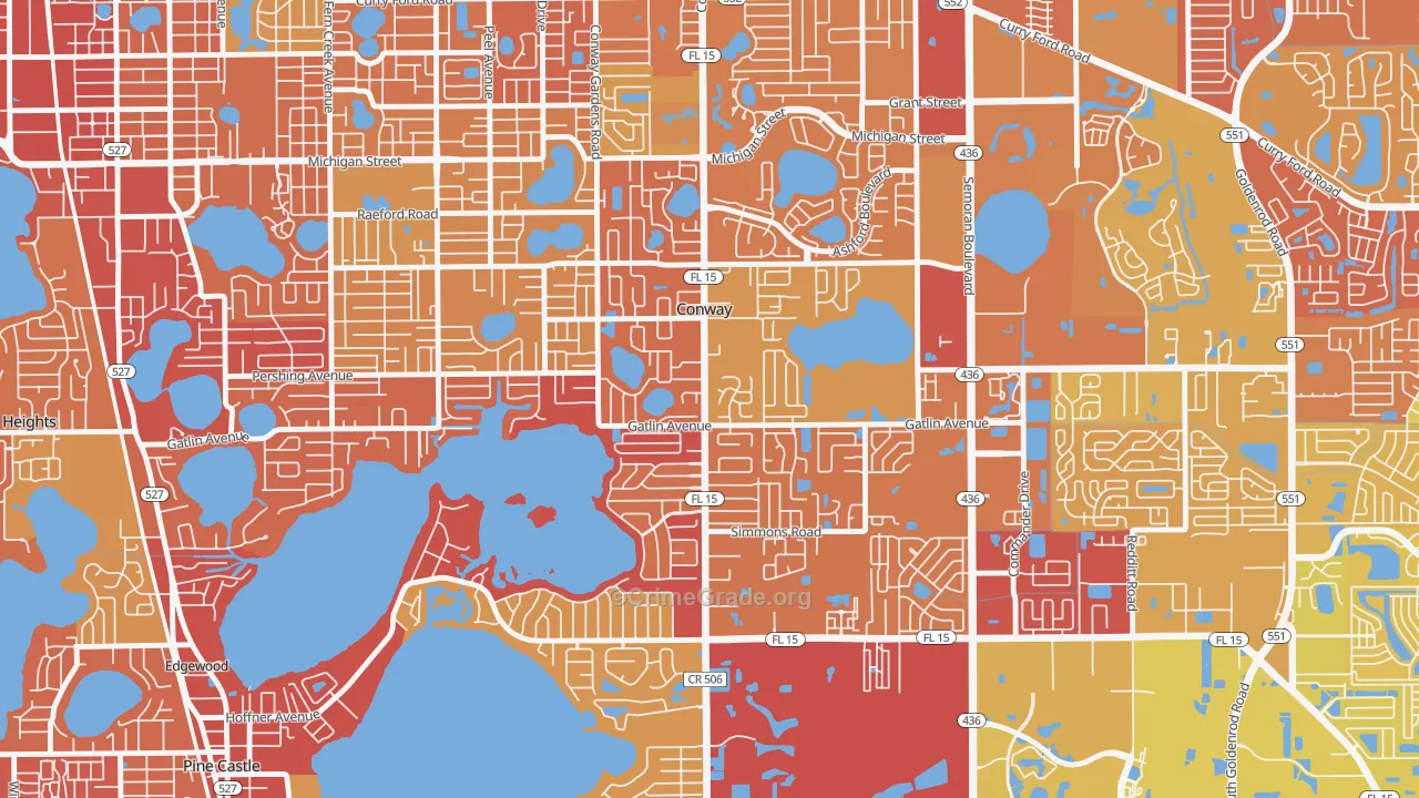 Conway, FL Map of Vehicle Theft Rates