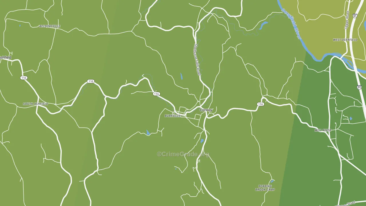 Conway, MA Map of Vehicle Theft Rates
