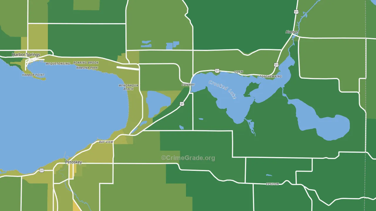 Conway, MI Map of Vehicle Theft Rates