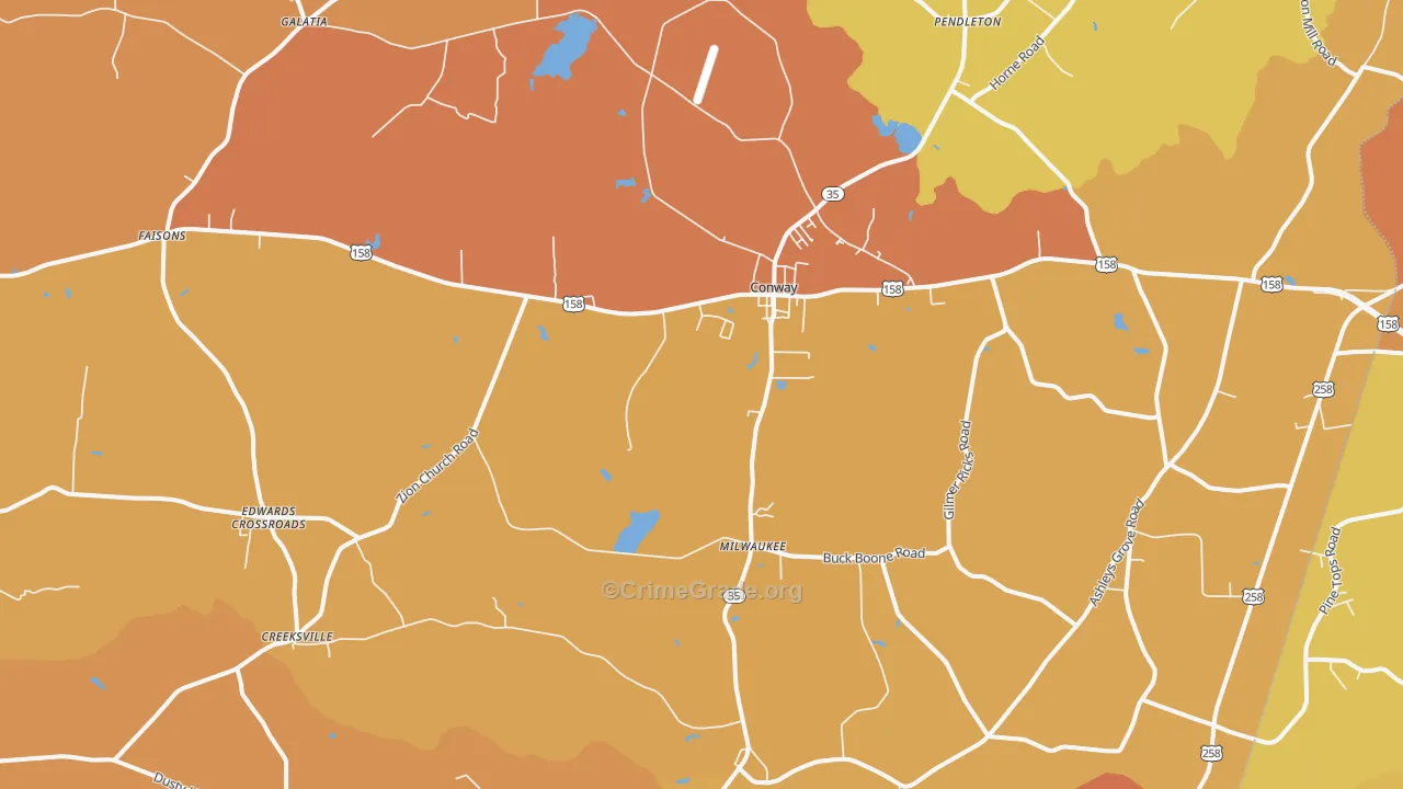 Conway, NC Map of Vehicle Theft Rates