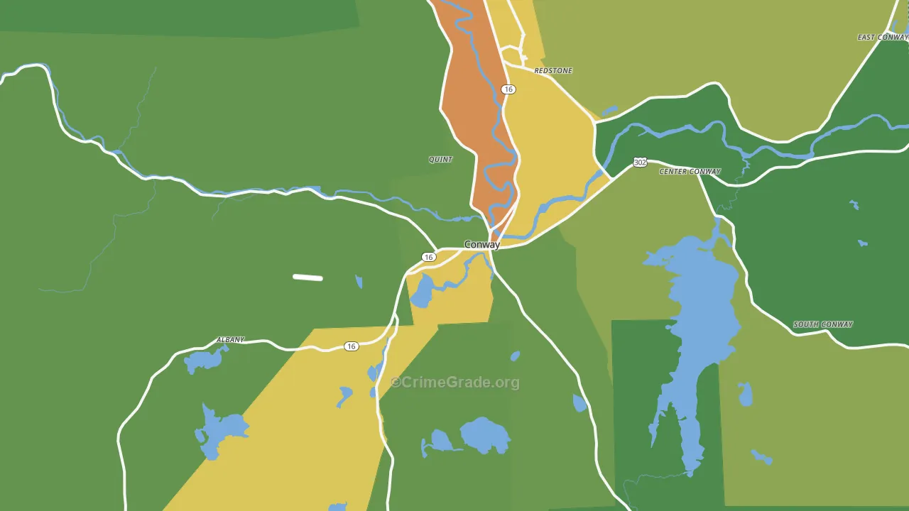 Conway, NH Map of Vehicle Theft Rates