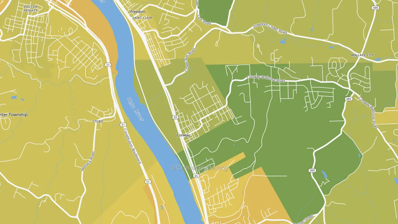 Conway, PA Map of Vehicle Theft Rates