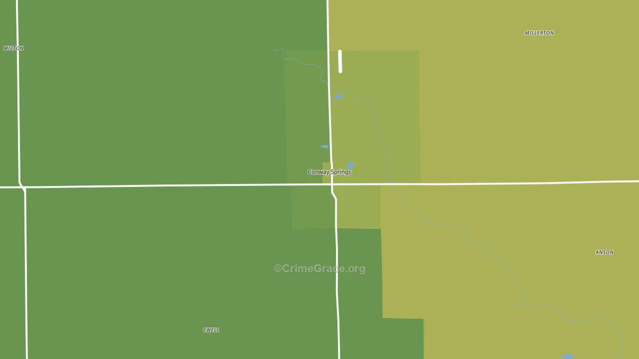 Conway Springs, KS Map of Vehicle Theft Rates