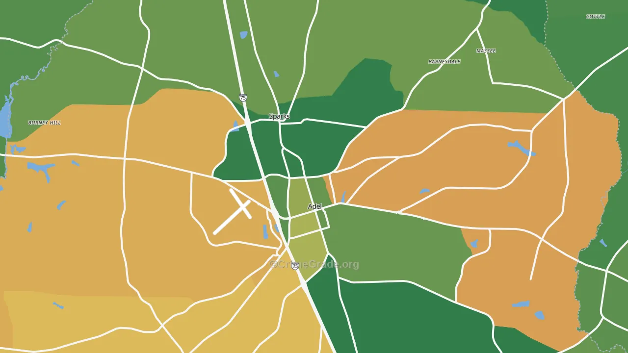 Cook County, GA Map of Vehicle Theft Rates
