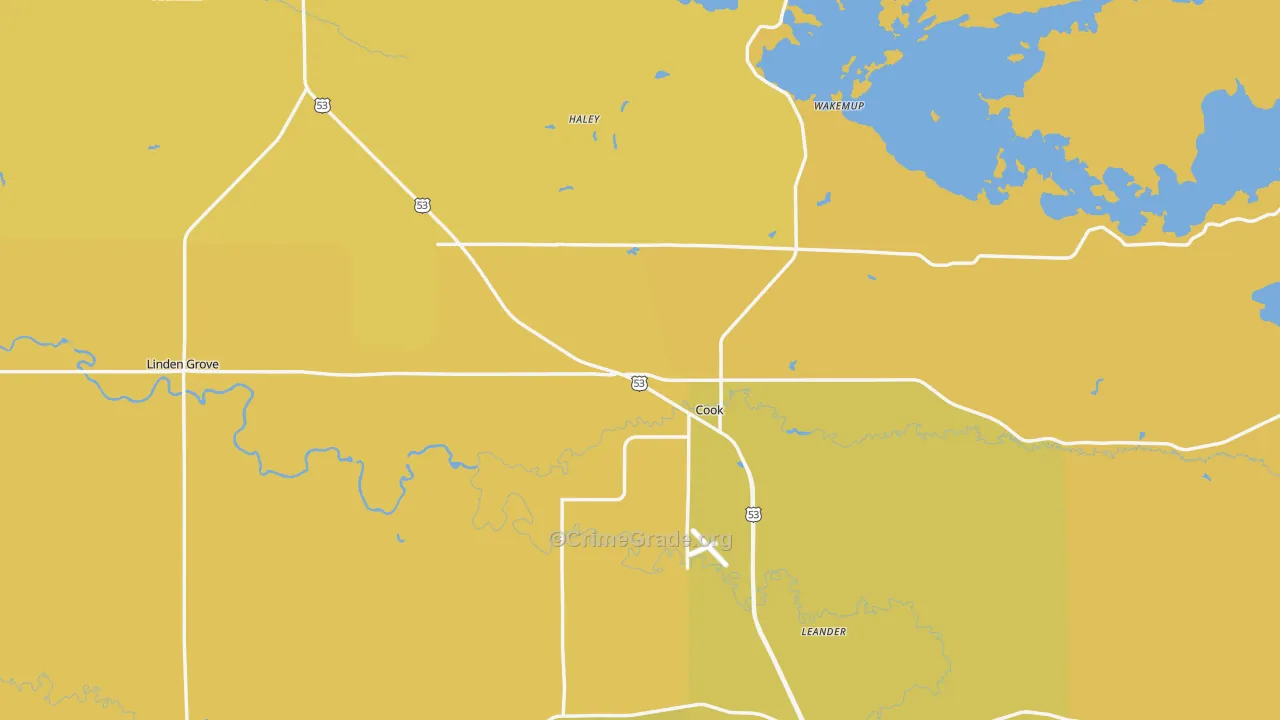 Cook, MN Map of Vehicle Theft Rates