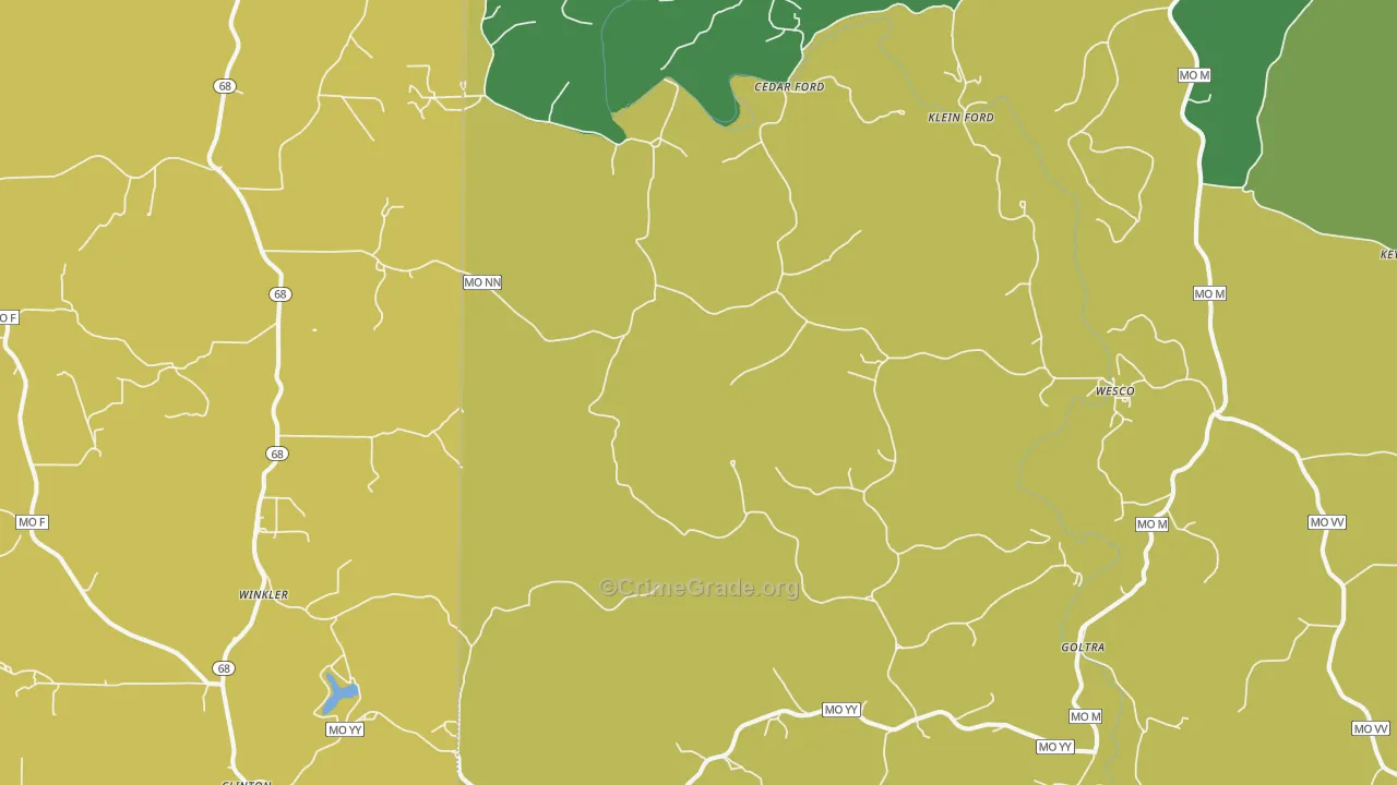 Cook Station, MO Map of Vehicle Theft Rates