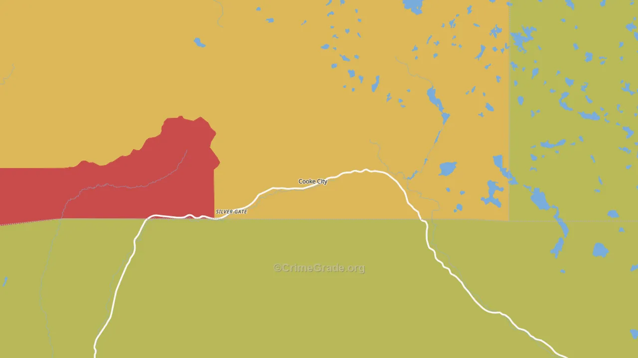 Cooke City, MT Map of Vehicle Theft Rates