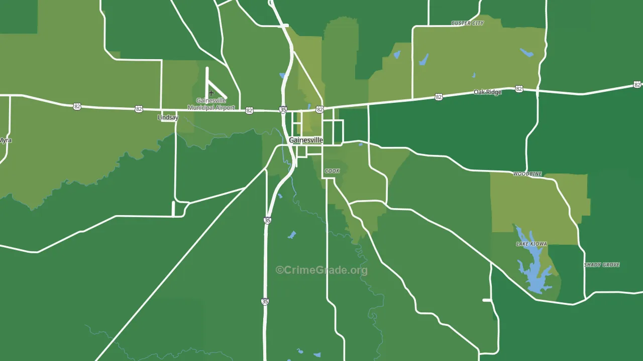 Cooke County, TX Map of Vehicle Theft Rates