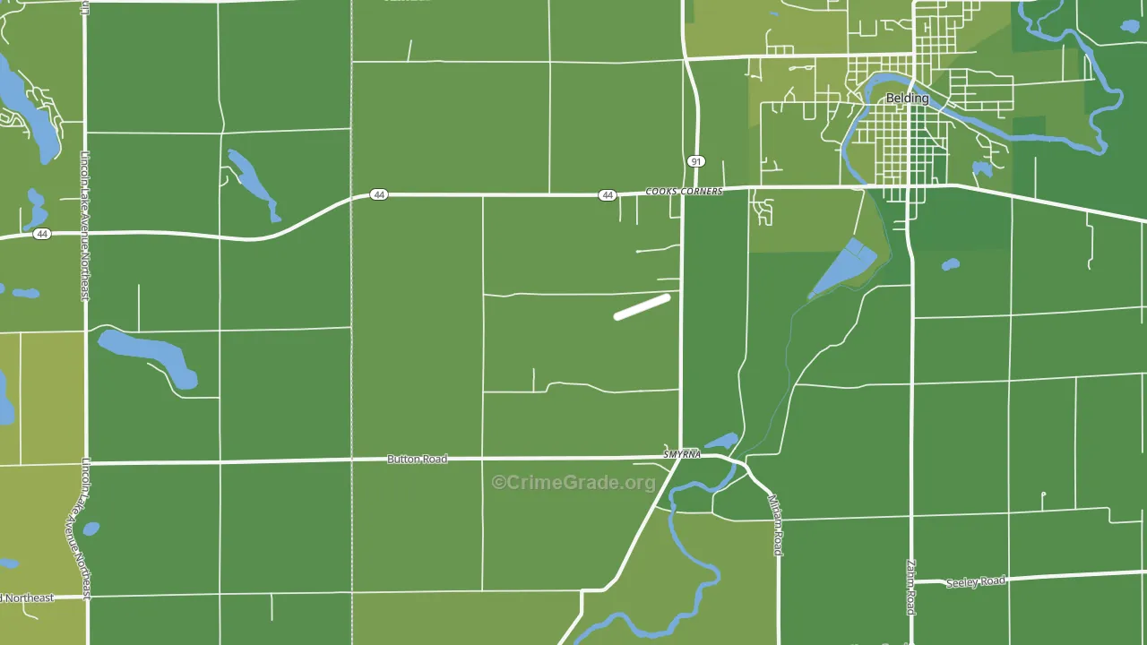 Cooks Corners, MI Map of Vehicle Theft Rates